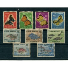 CUBA 1958 Yv. AEREO 1085/91 + EXPRESO 24/5 SERIE COMPLETA DE ESTAMPILLAS NUEVA MINT PECES MARIPOSAS RARA 77 EUROS